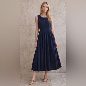No Wrinkle Navy Blue Dress